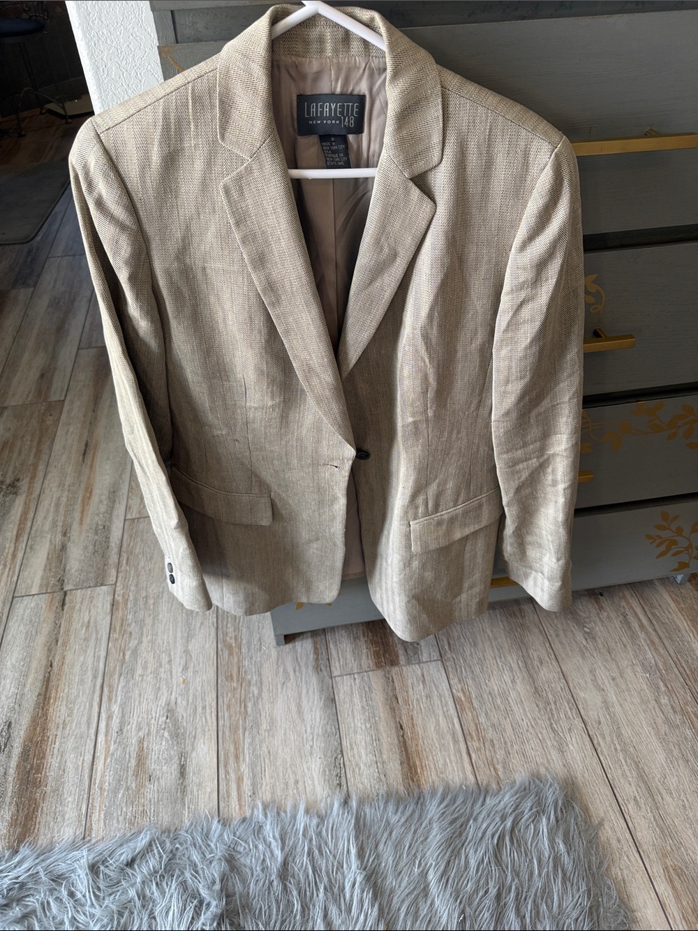 Lafayette 148 New York Beige Linen-Blend Blazer